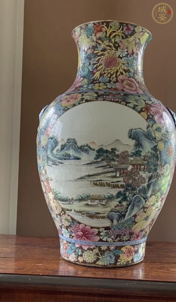 古玩陶瓷雙鋪首粉彩尊真品鑒賞圖