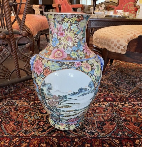 古玩陶瓷雙鋪首粉彩尊真品鑒賞圖