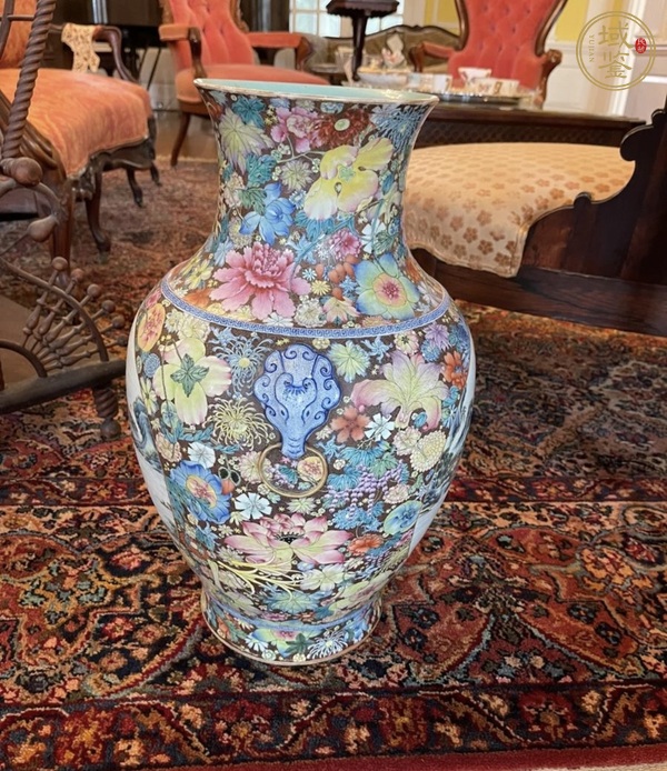 古玩陶瓷雙鋪首粉彩尊真品鑒賞圖