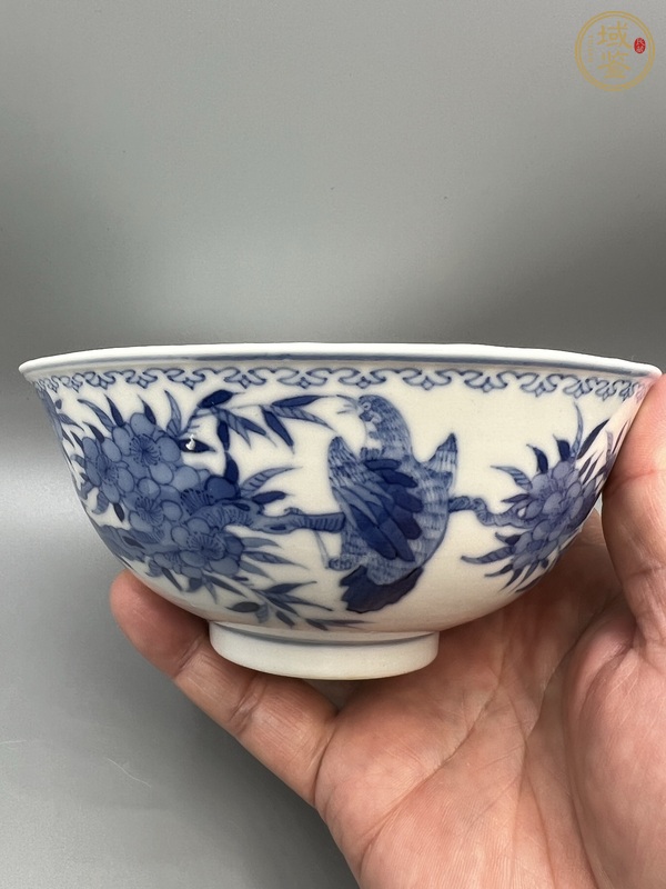 古玩陶瓷青花花鳥紋茶碗，疑似復(fù)窯真品鑒賞圖