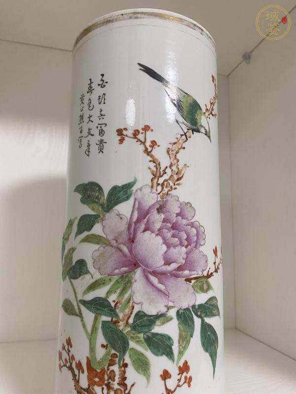 古玩陶瓷粉彩花鳥紋帽筒真品鑒賞圖