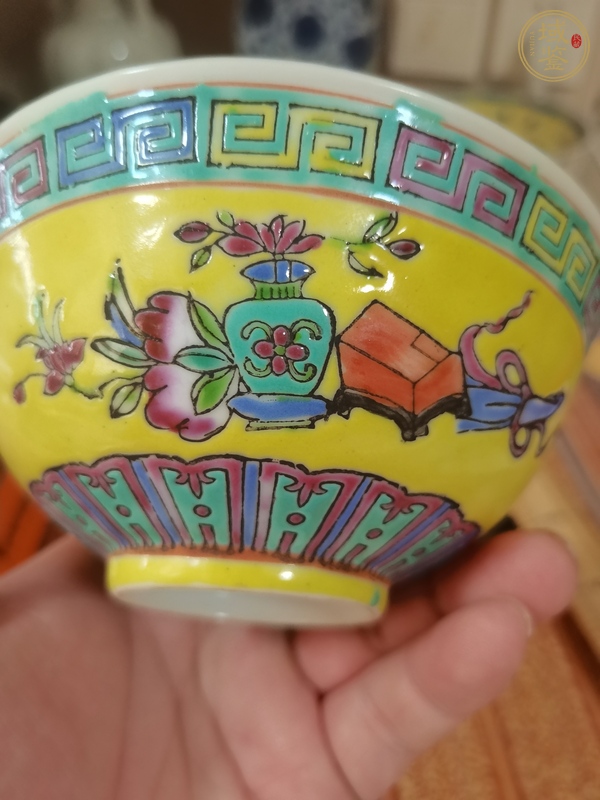 古玩陶瓷福壽紋粉彩碗真品鑒賞圖