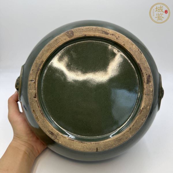 古玩陶瓷茶葉末釉獅耳香爐真品鑒賞圖