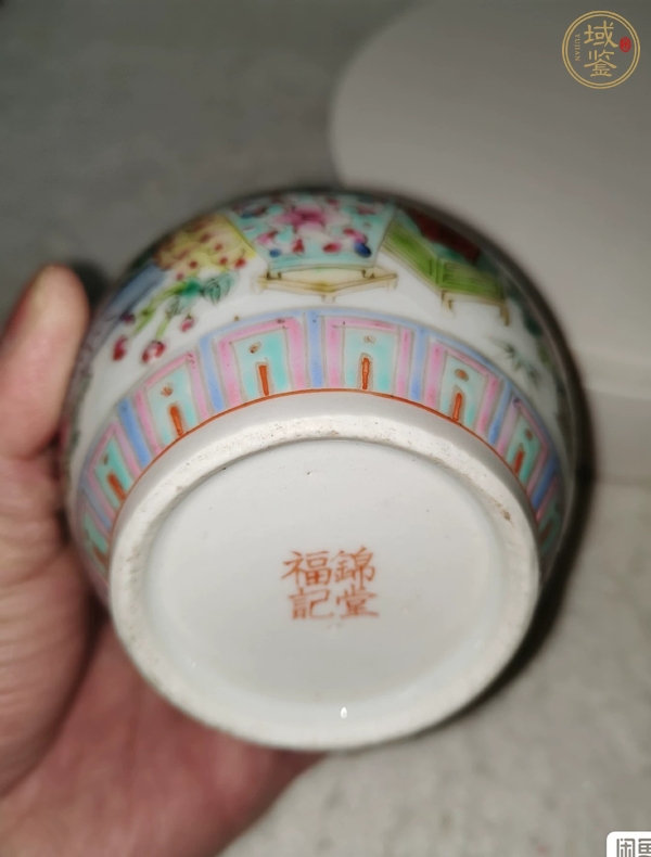 古玩陶瓷粉彩博古圖石榴尊真品鑒賞圖