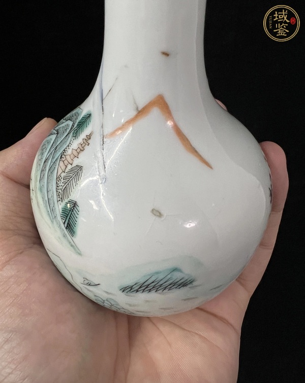 古玩陶瓷山水紋瓶真品鑒賞圖