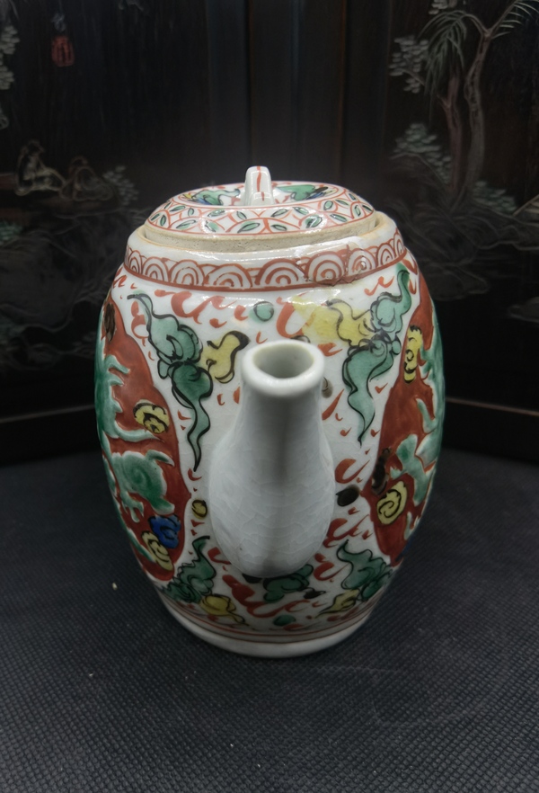 古玩陶瓷五彩龍紋茶壺拍賣,當前價格1580元