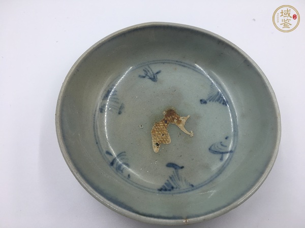 古玩陶瓷青花魚紋臥足盤真品鑒賞圖