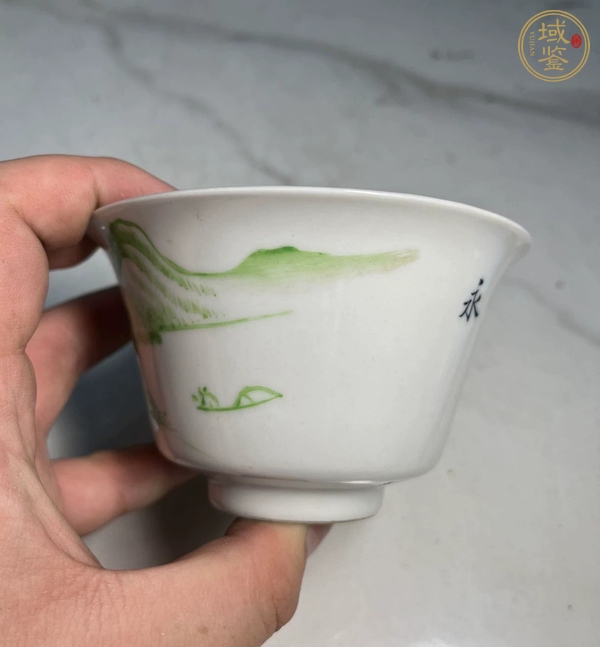 古玩陶瓷民國綠彩杯真品鑒賞圖