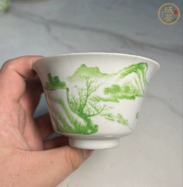 古玩陶瓷民國綠彩杯真品鑒賞圖