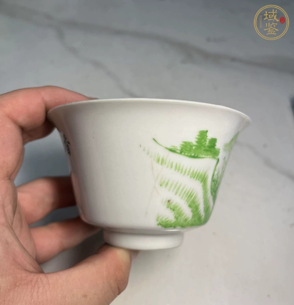 古玩陶瓷民國綠彩杯真品鑒賞圖