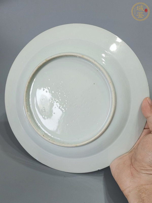 古玩陶瓷樓臺(tái)亭閣山水紋青花盤真品鑒賞圖