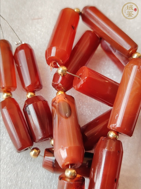 古玩玉器天然紅瑪瑙珠真品鑒賞圖