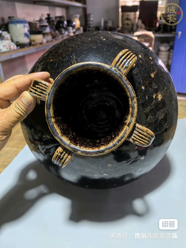 古玩陶瓷清代黑釉四系罐真品鑒賞圖