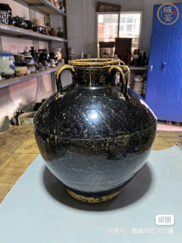 古玩陶瓷清代黑釉四系罐真品鑒賞圖