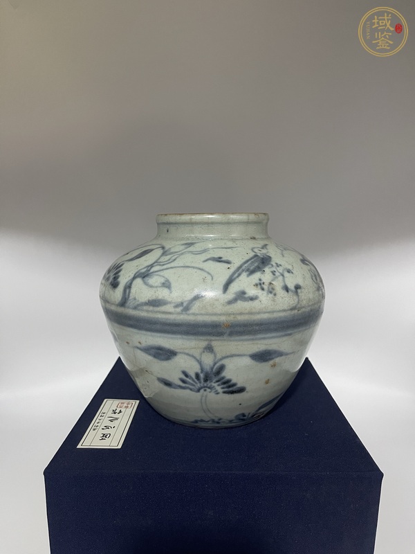 古玩陶瓷青花蓮池花鳥紋罐真品鑒賞圖