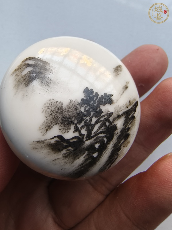古玩陶瓷墨彩印泥盒真品鑒賞圖