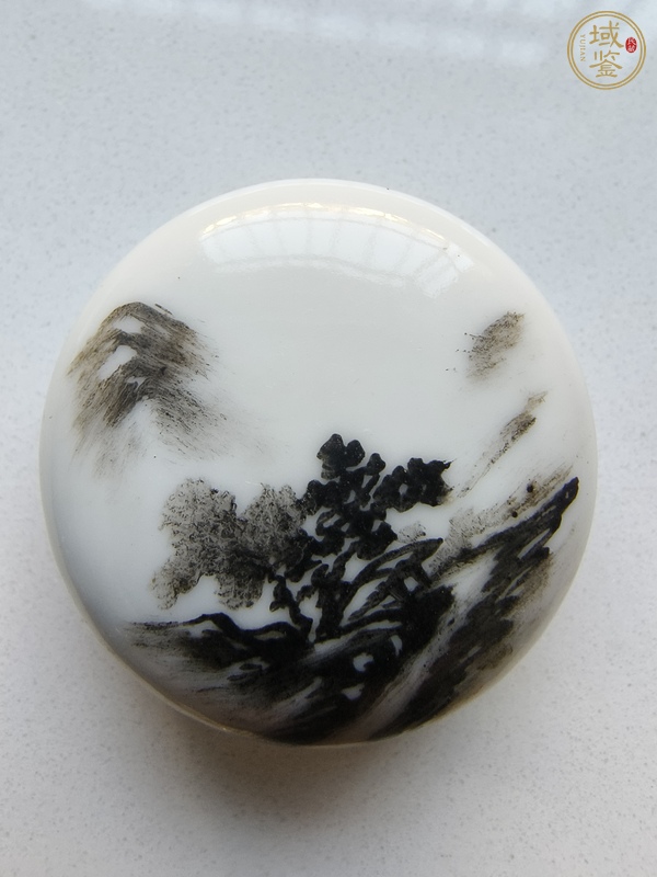 古玩陶瓷墨彩印泥盒真品鑒賞圖