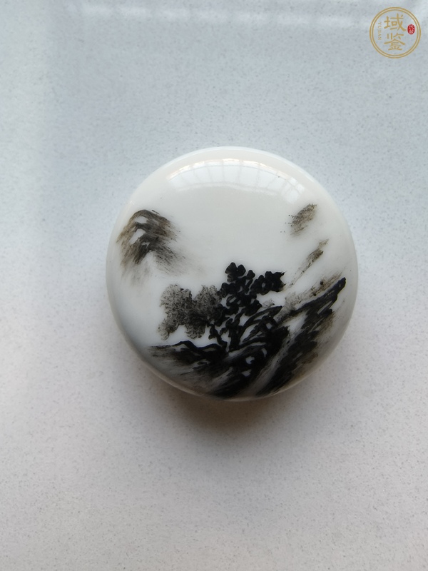 古玩陶瓷墨彩印泥盒真品鑒賞圖