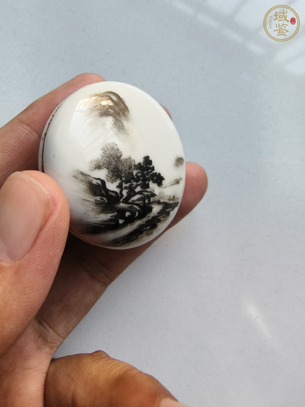 古玩陶瓷墨彩印泥盒真品鑒賞圖