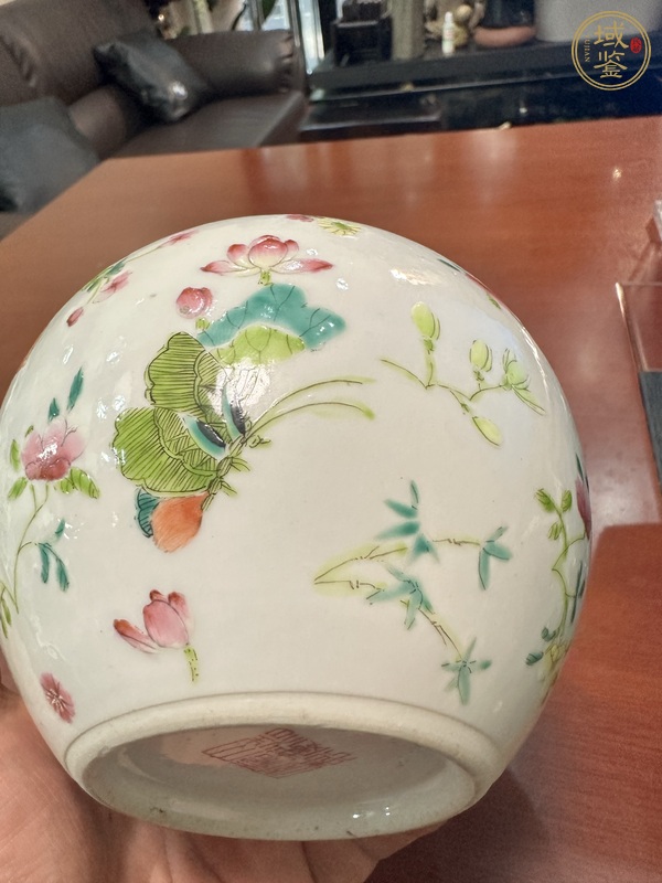 古玩陶瓷花蝶紋粉彩罐真品鑒賞圖