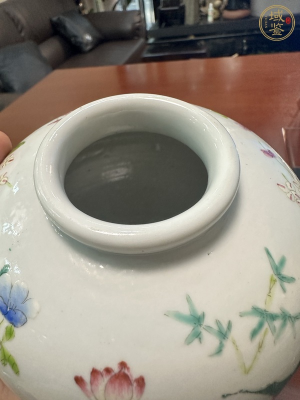 古玩陶瓷花蝶紋粉彩罐真品鑒賞圖