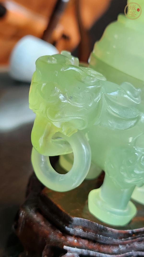 古玩玉器岫玉雕“雙耳三足爐”真品鑒賞圖