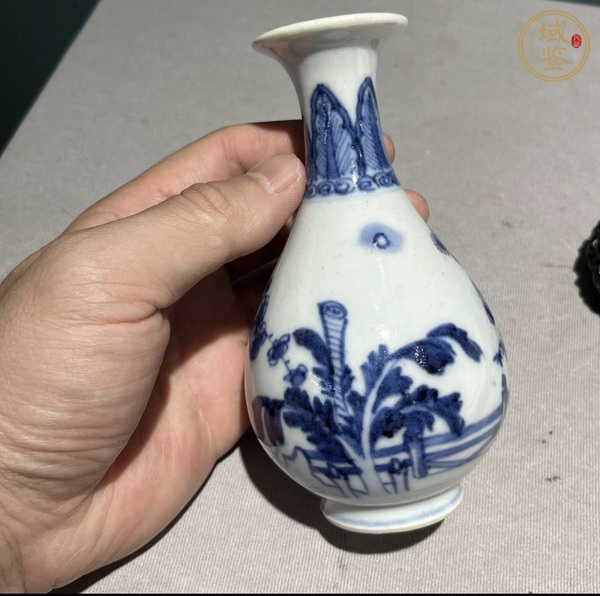古玩陶瓷青花松竹梅紋玉壺春瓶真品鑒賞圖