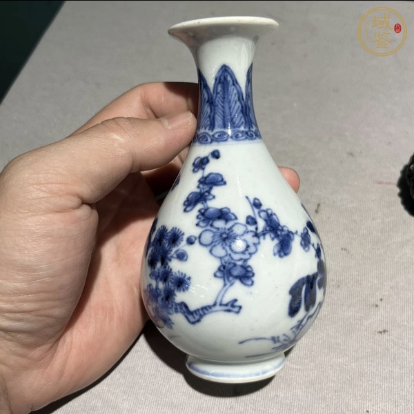 古玩陶瓷青花松竹梅紋玉壺春瓶真品鑒賞圖