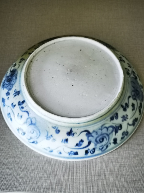 古玩陶瓷明中青花花卉紋盤拍賣,當前價格3000元