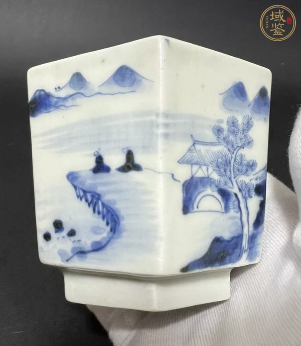 古玩陶瓷山水詩紋青花器真品鑒賞圖