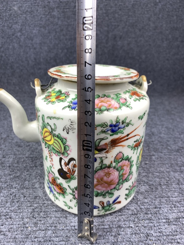 古玩陶瓷廣彩花鳥紋大號提梁壺拍賣,當前價格1688元