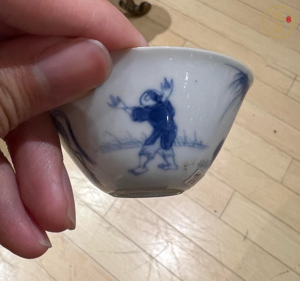 古玩陶瓷牧牛圖青花杯真品鑒賞圖