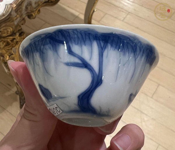 古玩陶瓷牧牛圖青花杯真品鑒賞圖