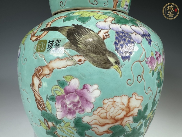 古玩陶瓷清晚期·大雅齋風(fēng)格粉彩花鳥紋蓋罐真品鑒賞圖