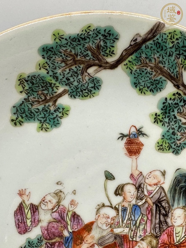 古玩陶瓷八仙圖粉彩盤真品鑒賞圖