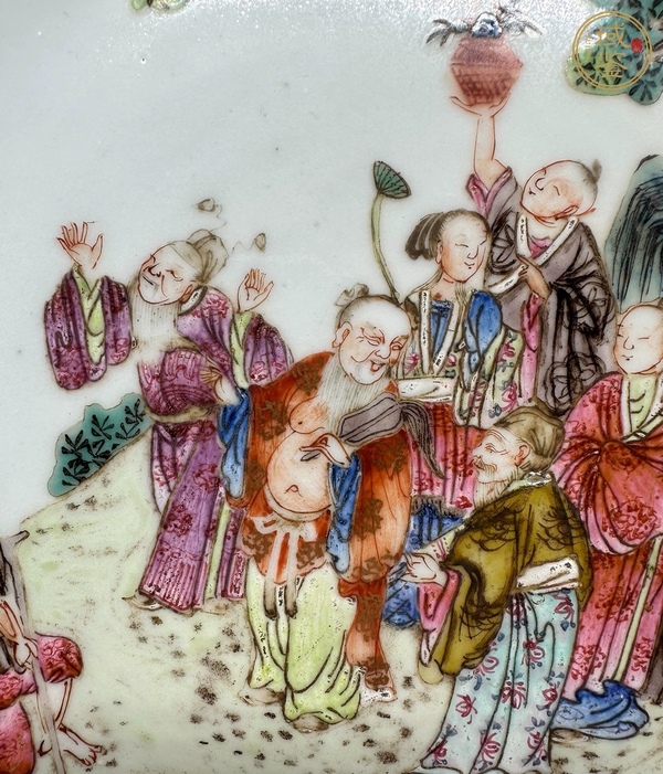 古玩陶瓷八仙圖粉彩盤真品鑒賞圖