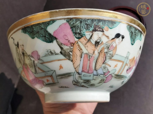 古玩陶瓷三星高照?qǐng)D粉彩碗真品鑒賞圖
