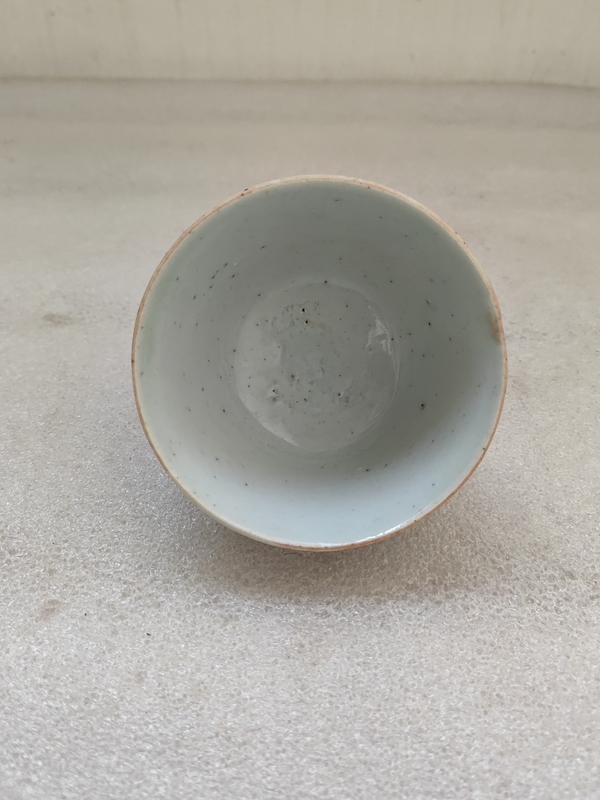 古玩陶瓷豆青釉仰鐘杯拍賣,當前價格480元