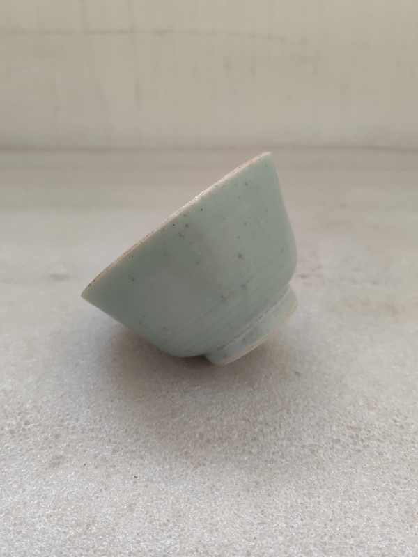 古玩陶瓷豆青釉仰鐘杯拍賣,當前價格480元