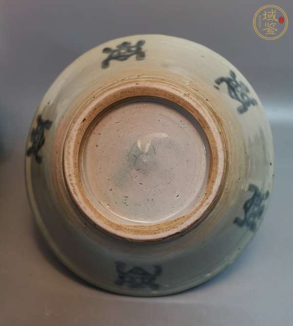 古玩陶瓷龍泉青瓷青花壽字大碗真品鑒賞圖