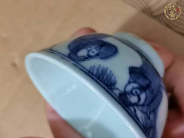 古玩陶瓷三星高照圖青花杯真品鑒賞圖