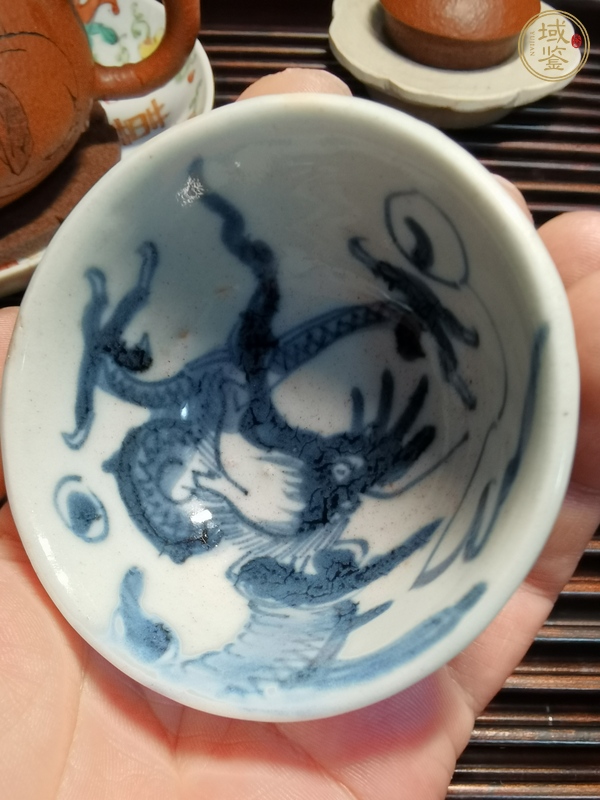 古玩陶瓷青花過強龍紋茶碗真品鑒賞圖