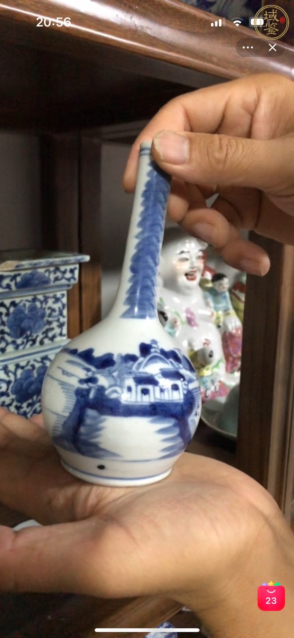 古玩陶瓷青花長頸瓶真品鑒賞圖