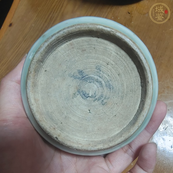 古玩陶瓷豆青釉圈足筒式香爐真品鑒賞圖