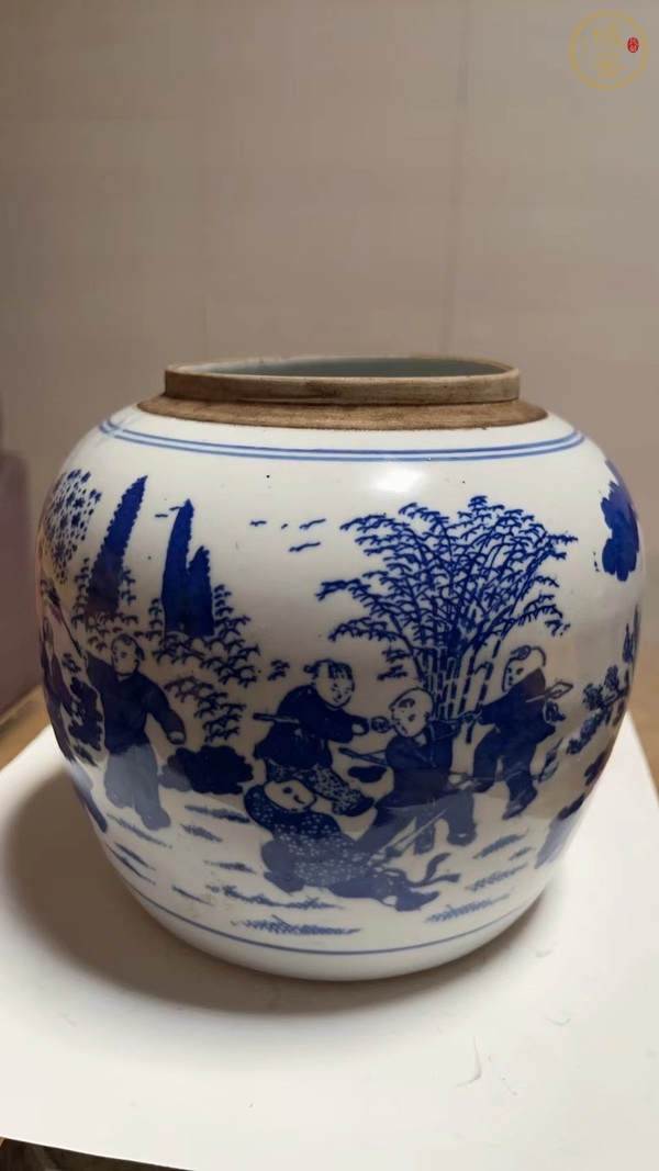 古玩陶瓷嬰戲紋青花罐真品鑒賞圖