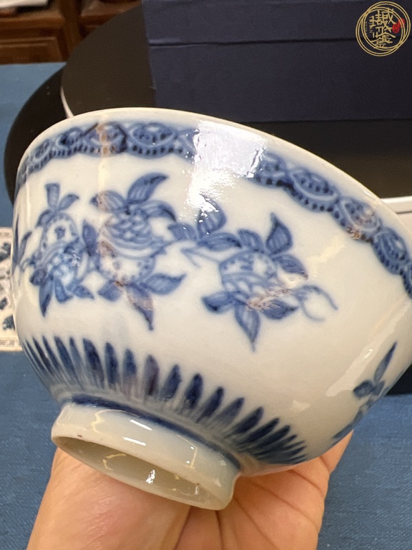 古玩陶瓷三多紋青花茶圓真品鑒賞圖