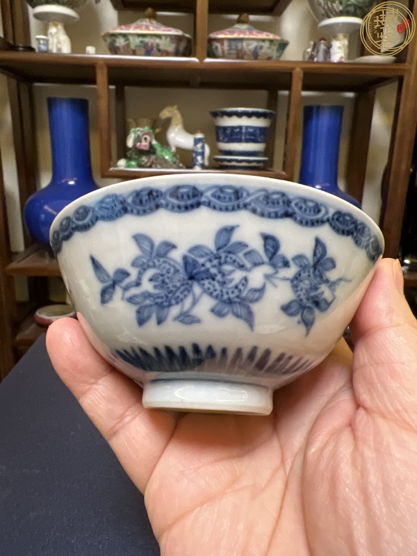 古玩陶瓷三多紋青花茶圓真品鑒賞圖