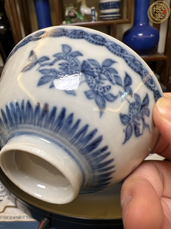 古玩陶瓷三多紋青花茶圓真品鑒賞圖