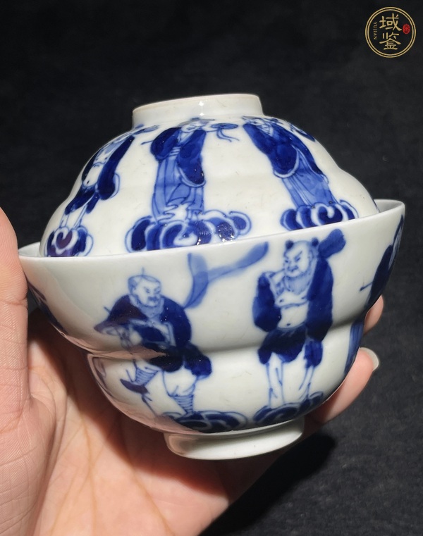 古玩陶瓷青花八仙人物圖蓋碗，注意品相真品鑒賞圖