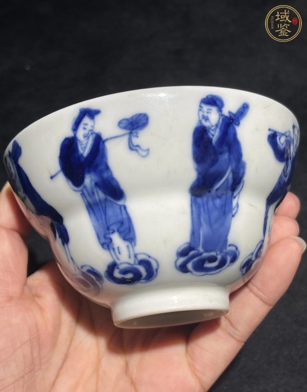 古玩陶瓷青花八仙人物圖蓋碗，注意品相真品鑒賞圖